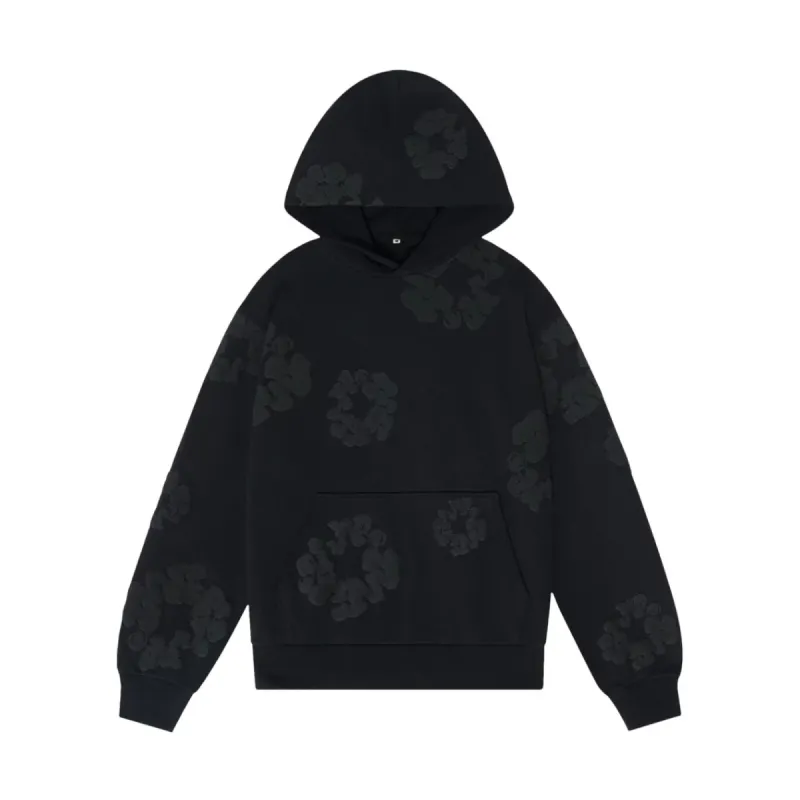 Denim Tears Cotton Wreath Hoodie Black Monochrome | Parallel
