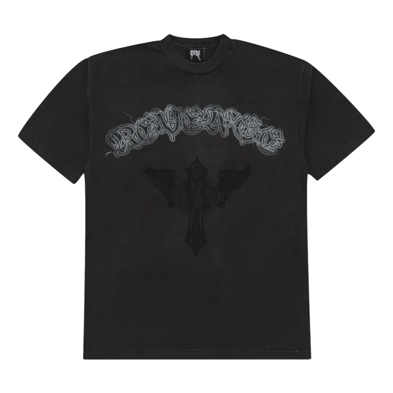 GOD ONLY KNOWS ANGEL Tシャツ VINTAGE BLACK Saint of Michael Angel of Death Men's Vintage Oversized T