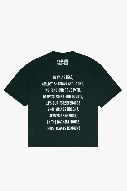 "PATHFINDER" DARK GREEN OVERSIZED TEE sold by valabasas