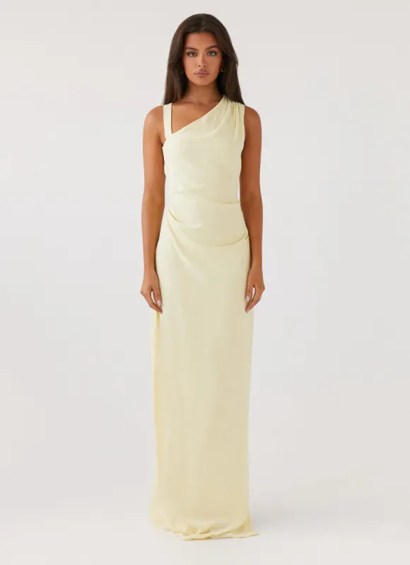 Daffodil Charm Linen Maxi Dress - Sunflower Yellow sold by Peppermayo