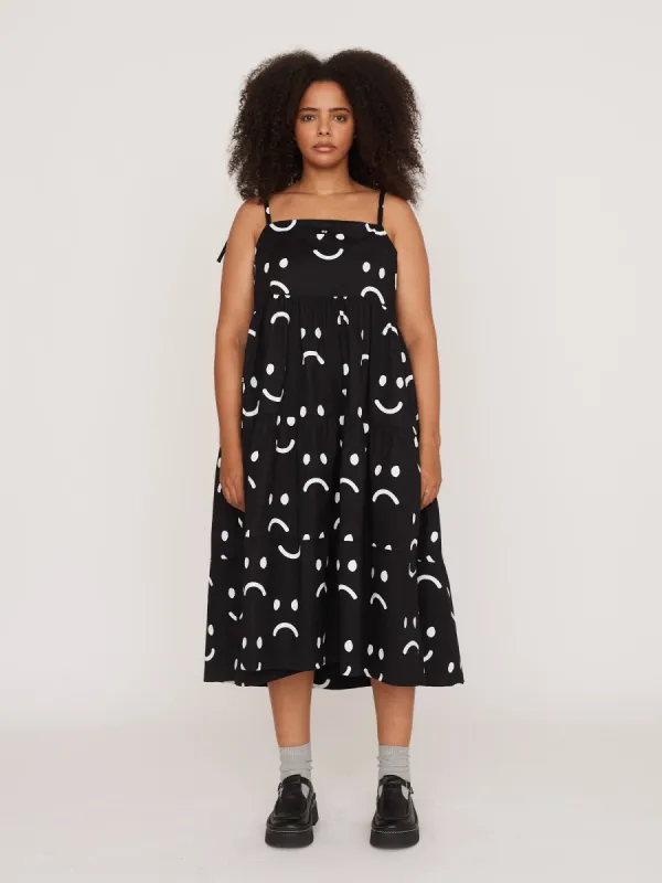 Happy Sad Tie Shoulder Smock Dress sold by Lazy Oaf
