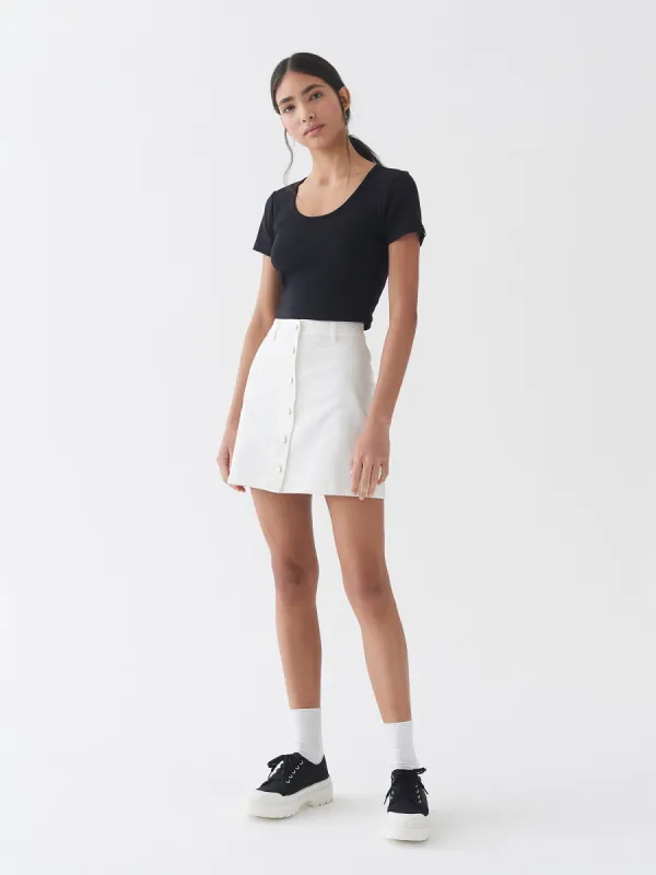 LO Button Through Skirt - Off White sold by Lazy Oaf