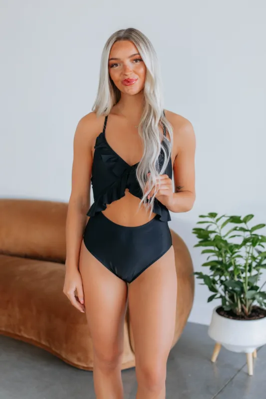 Floating On By One Piece Swimsuit - Black sold by Wild Oak Boutique