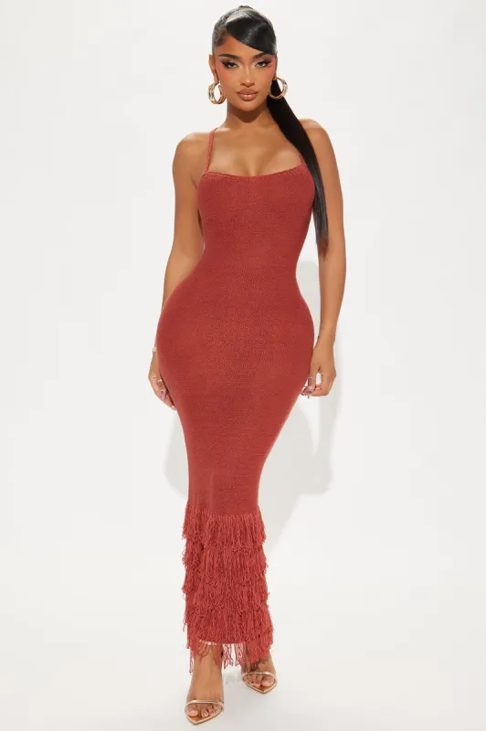 Delany Knit Maxi Dress - Rust sold by Fashion Nova