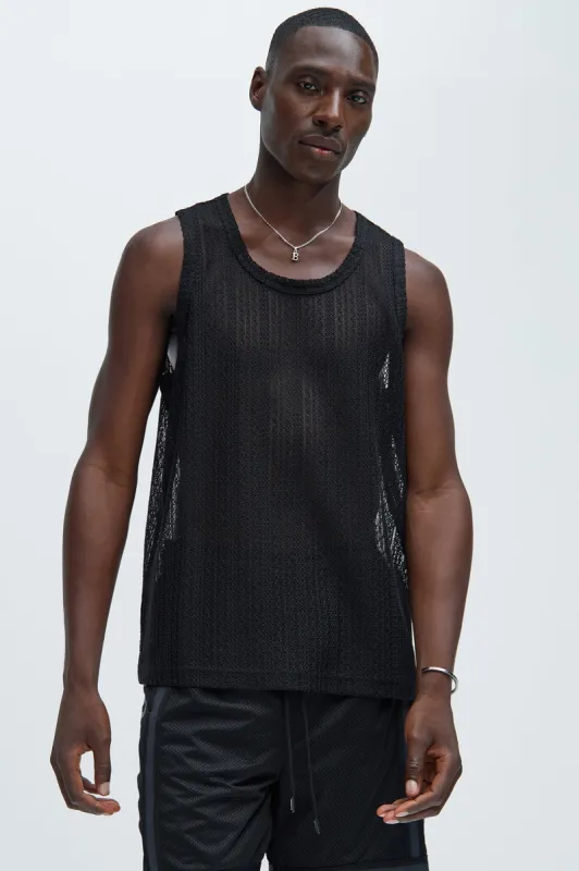 Brannen Textured Relaxed Tank - Black sold by Fashion Nova