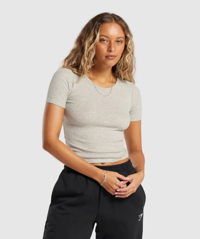 Gymshark Rib T-Shirt - Stone Grey Marl sold by Gymshark