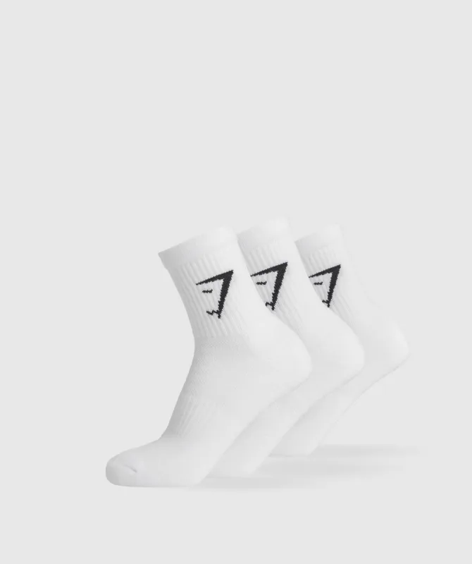 Gymshark Midi 3pk Socks - White sold by Gymshark