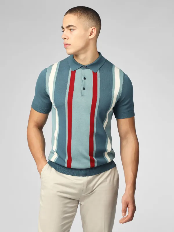 Signature Vertical Stripe Polo - Teal sold by Ben Sherman