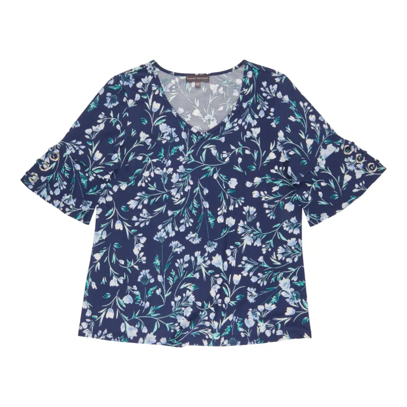 Classic Editions Women's Printed Short Sleeve with Sleeve Rings sold by Giant Tiger