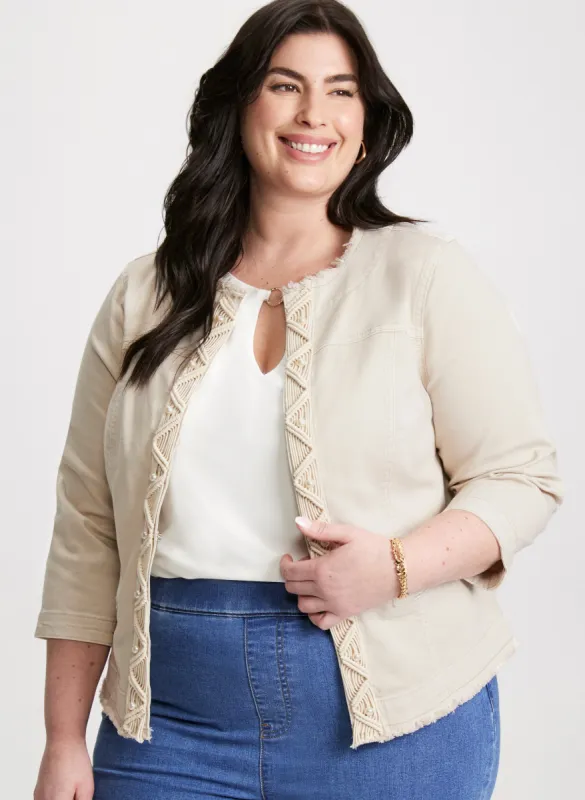 Braided Trim Denim Jacket sold by Laura