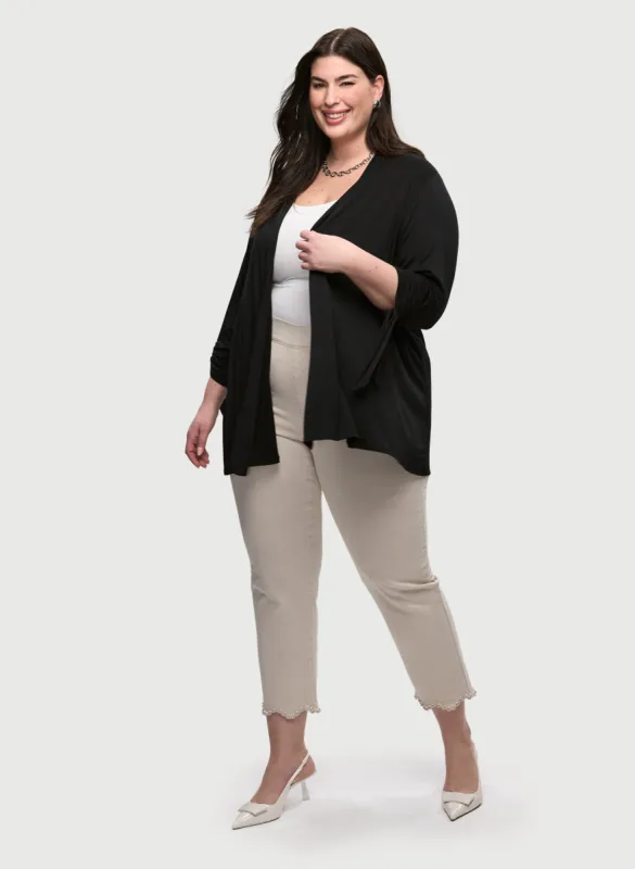 Cascade-Front Cover Up & Scalloped Hem Jeans sold by Laura