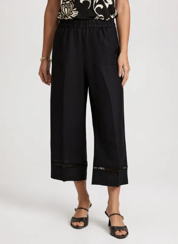 Wide Leg Linen-Blend Capris sold by Laura