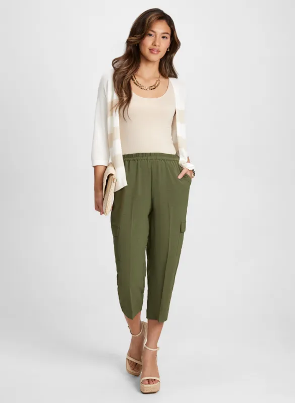 Striped Cardigan & Cargo Pull-On Capris sold by Laura