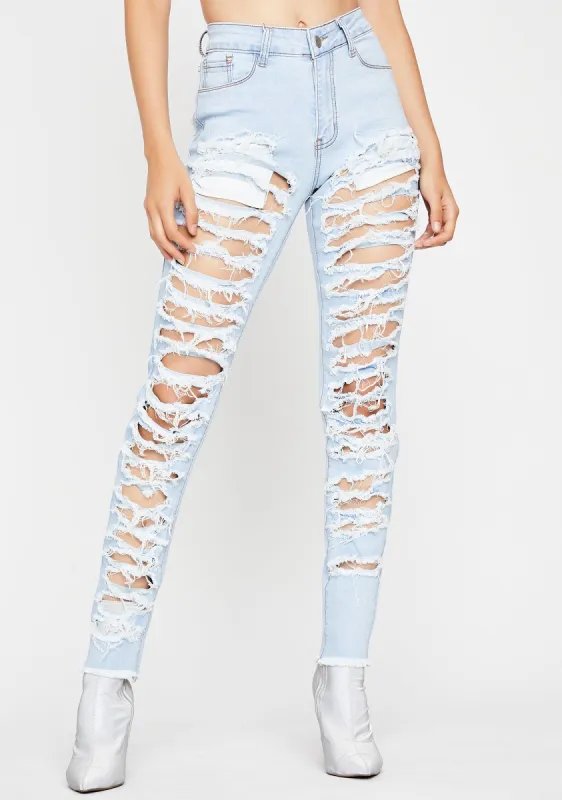 Torn Up Skinny Jeans sold by Dolls Kill