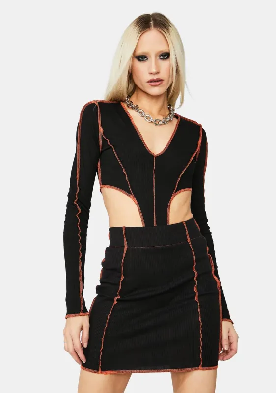 Fair Share Contrast Stitch Skirt Set sold by Dolls Kill
