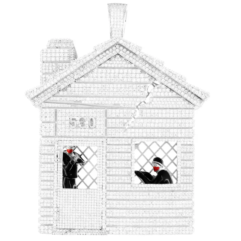 Men's New Trap House  Gun Army White Custom Pendant sold by Master Of Bling