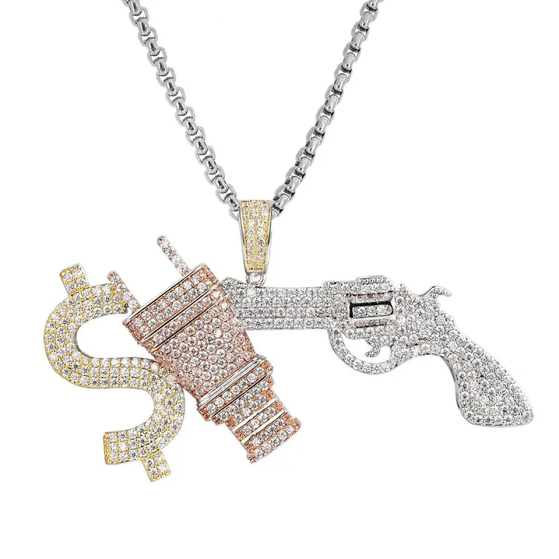 Money Respect Multi Color  Silver Pendant Chain sold by Master Of Bling