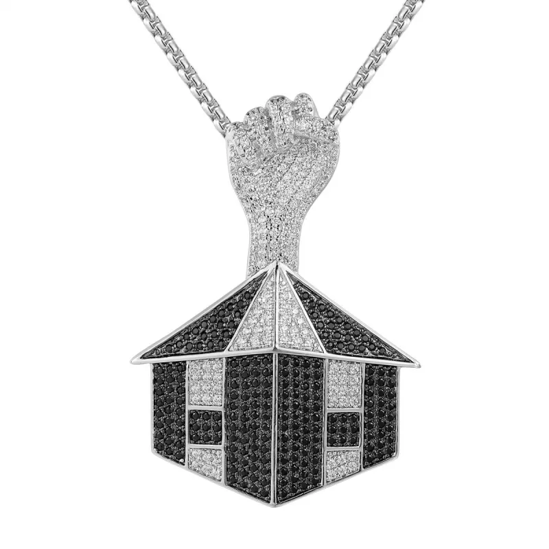 Men's Trap House Fist  Pendant 24" Necklace sold by Master Of Bling