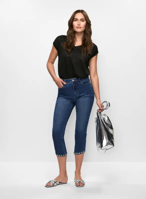 V-Neck Burnout Tee & Embellished Denim Capris sold by Melanie Lyne