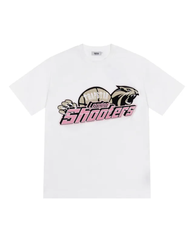 Shooters Chenille T-Shirt - White/Pink sold by Trapstar London