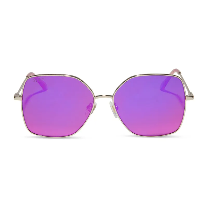 IRIS - GOLD + PINK RUSH MIRROR SUNGLASSES sold by Diff Eyewear