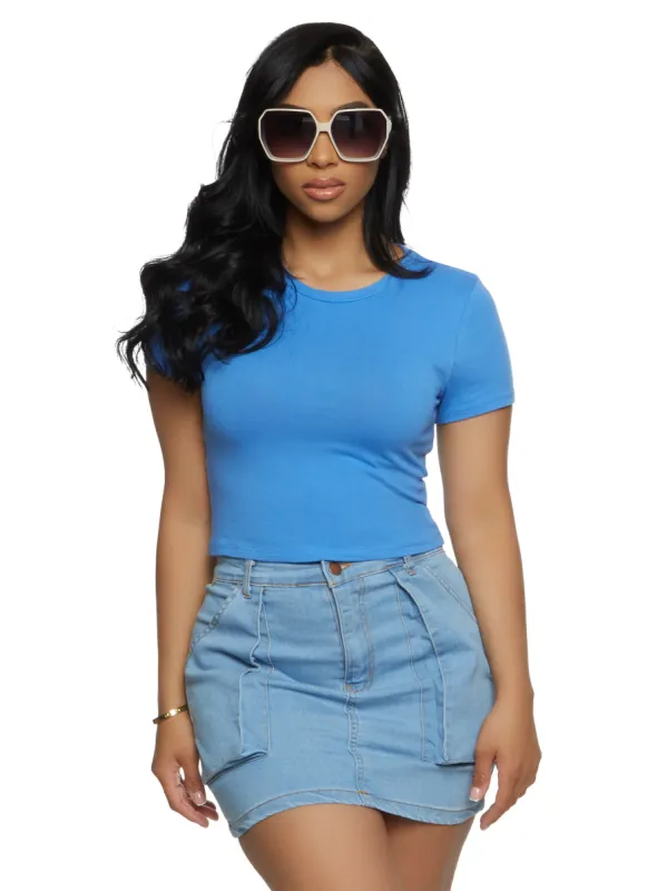Basic Crew Neck Cropped Tee sold by Rainbow