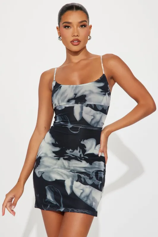 Smokeshow Mesh Mini Dress - Black/combo sold by Fashion Nova