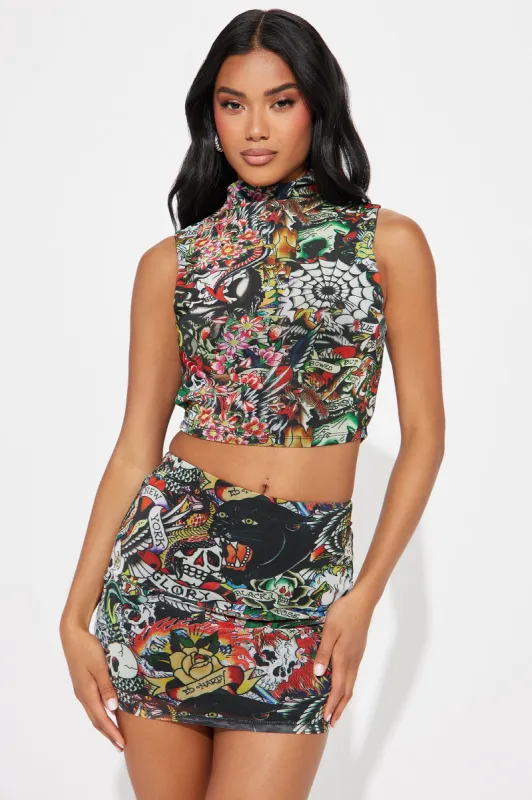 Ed Hardy Retro Skirt Set - Multi Color sold by Fashion Nova