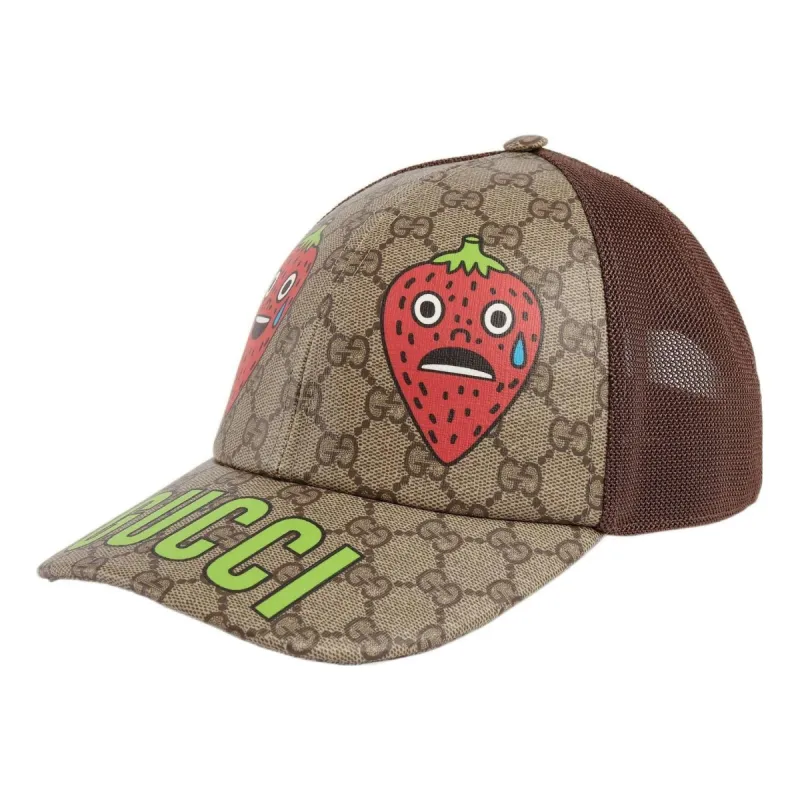 GUCCI GG SUPREME ベースボールキャップ Gucci Beige Multi GG Supreme Canvas Baseball Cap with Web