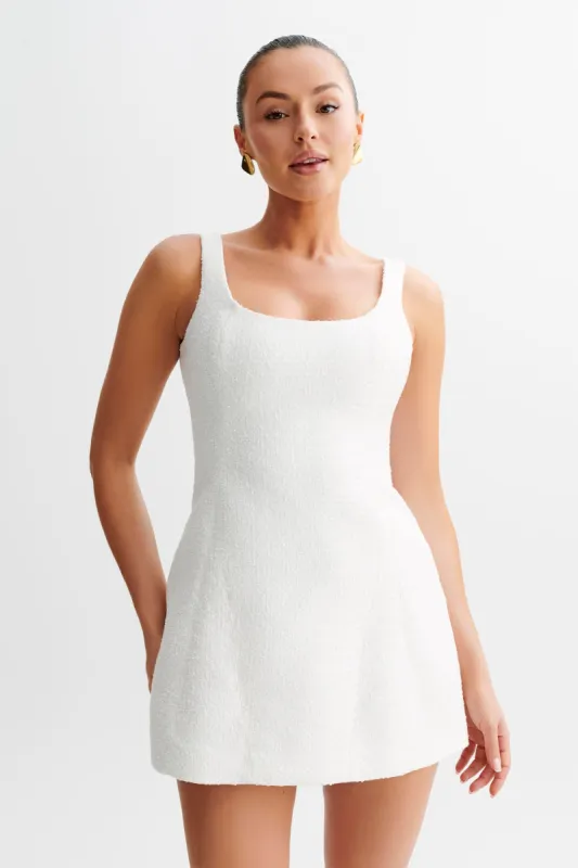 Beth Tweed Mini Dress - White | Parallel