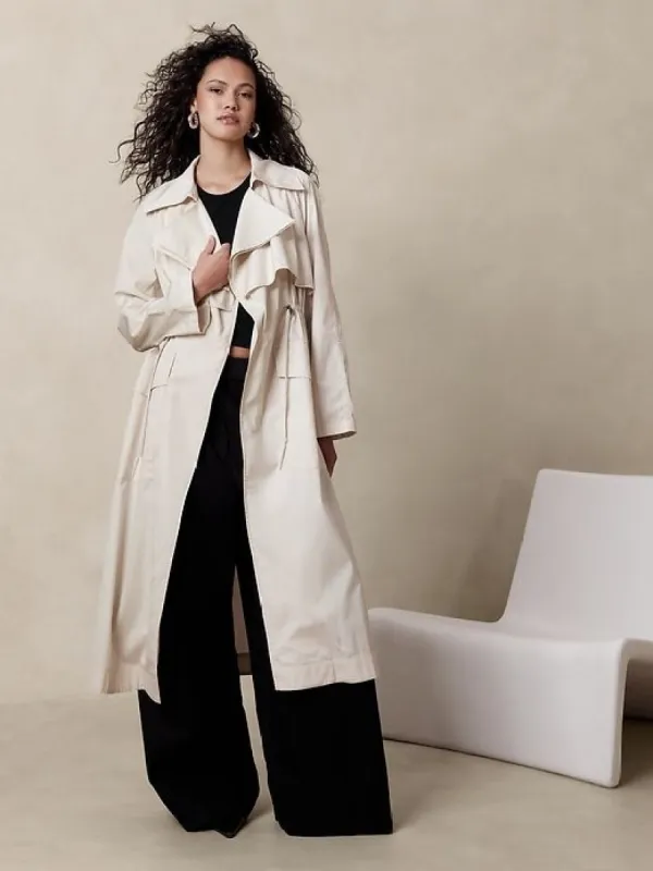 ジャケット・アウター BANANA REPUBLIC Asymmetrical Trench Coat Banana Republic Oversized Trench Coat,BUTTER COOKIE YELLOW