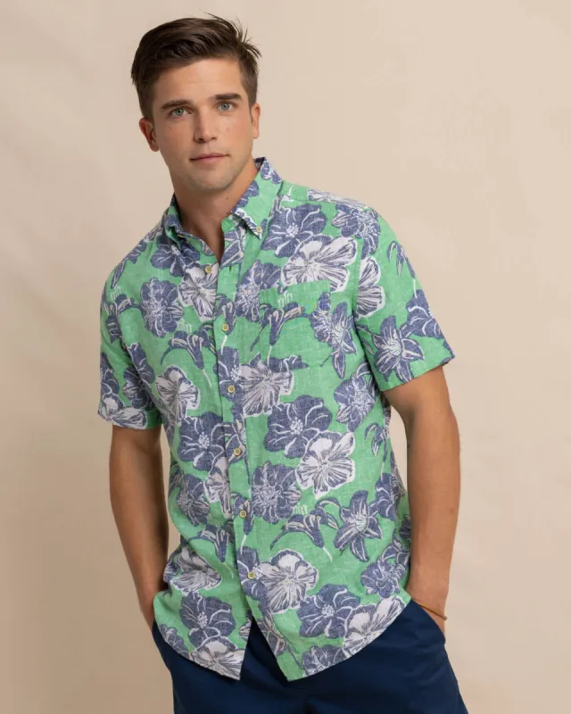 Beach Blooms Linen Rayon Short Sleeve Sport Shirt sold by Southern Tide