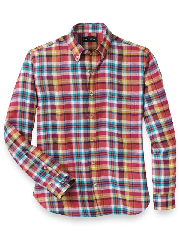 Linen Plaid Casual Shirt sold by Paul Fredrick