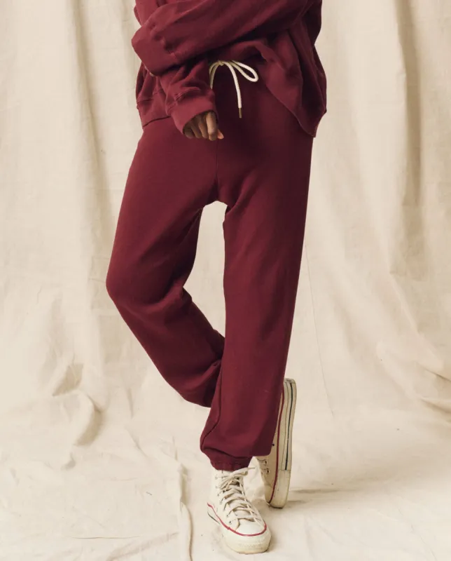 The Stadium Sweatpant. Solid -- Mulled Wine sold by THE GREAT.