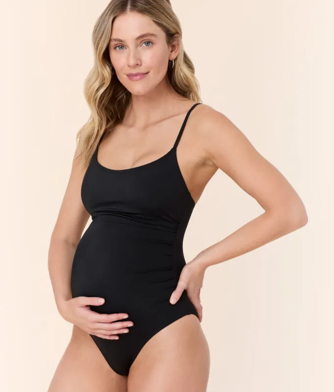 The Amalfi Maternity One Piece - Eco Nylon - Black - Classic sold by Andie
