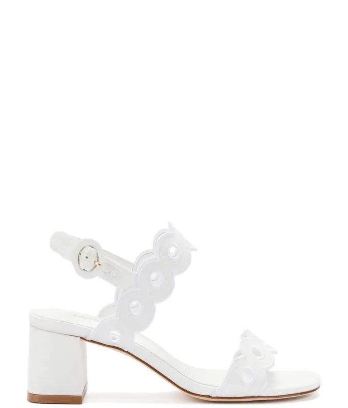 Florence Broderie Sandal In White Raffia sold by Andie