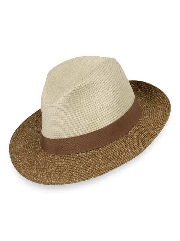 Straw Blend Fedora With Ribbon Band sold by Paul Fredrick