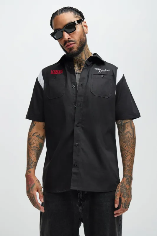 Scarface Tony Montana Mechanics Shirt - Black sold by Fashion Nova