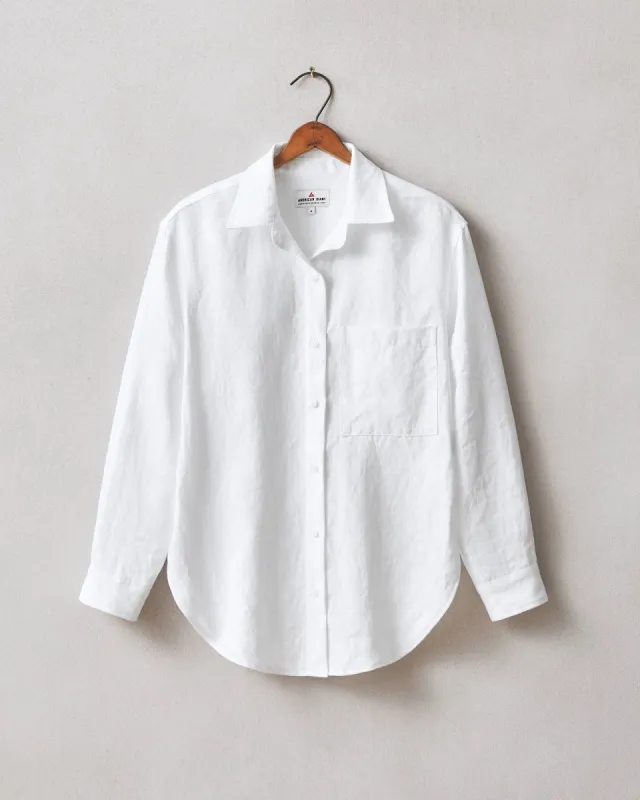 Women's Linen Long Sleeve Shirt  - Optic White sold by American Giant