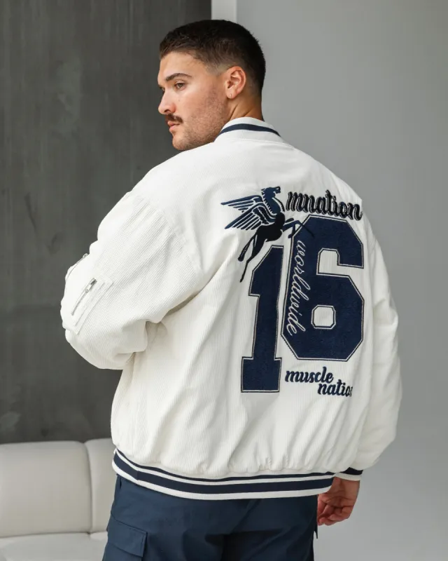 Retro Cord Bomber Jacket - Travertine sold by Muscle Nation