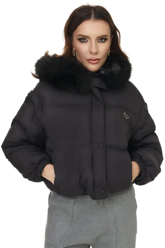 Geaca dama casual neagra Lacesy Bogas sold by bogas