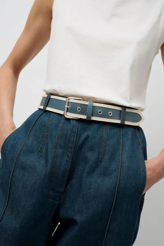 Herbert Frere Soeur La Hydra Belt in Crispy Bleu Gris and Crema sold by No. 6