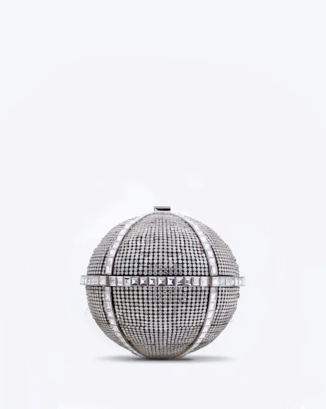 Planet Shape Faux Crystal Clutch - Silver sold by JW PEI