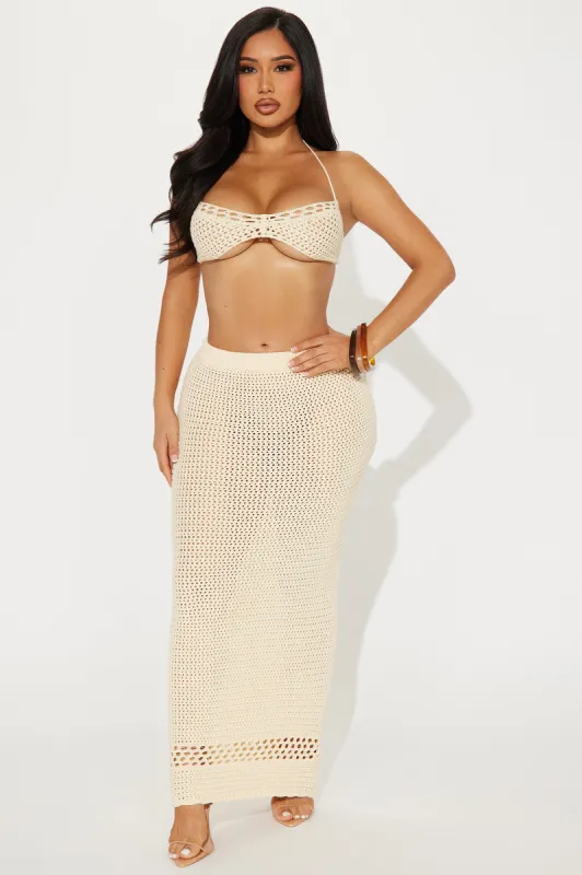 Tropical Waves Crochet Skirt Set - Cream sold by Fashion Nova