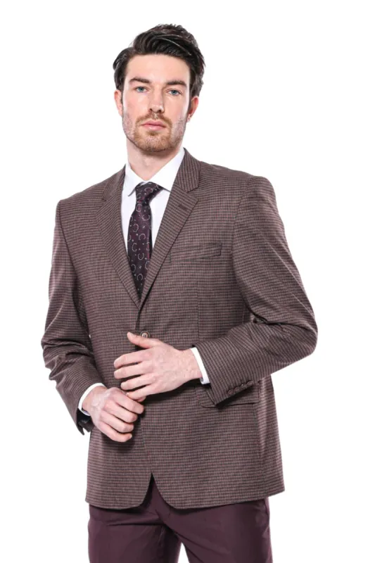 4 Drop Checkered Burgundy Jacket-Wessi sold by Wessi