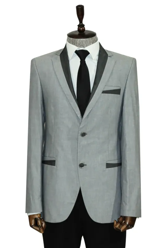 3 Pockets 2 Buttons Cross Piping Grey Jacket-Wessi sold by Wessi