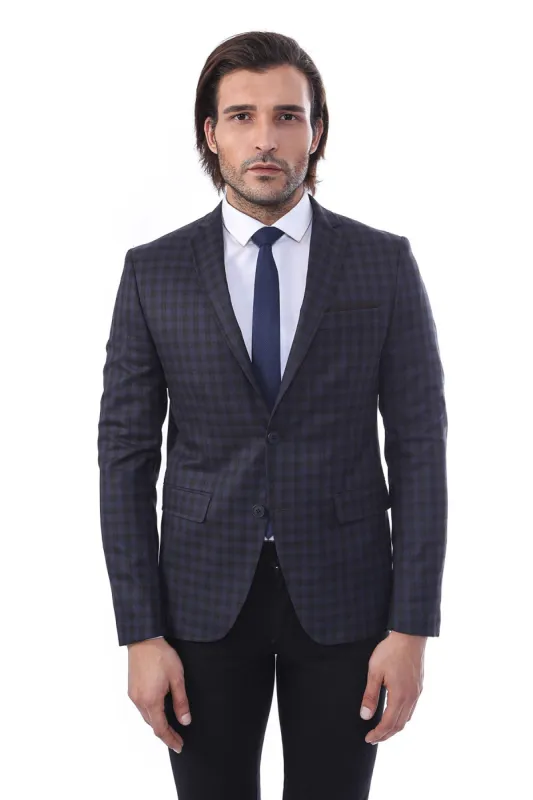 Plaid Navy Blue Jacket with Handkerchief - Wessi sold by Wessi
