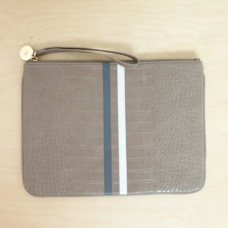 Pouch - Taupe Croc with Stripes - Sample Sale sold by ELA