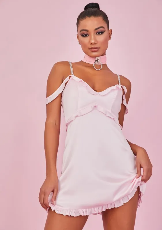 Blush Holy Alimony Satin Dress sold by Dolls Kill