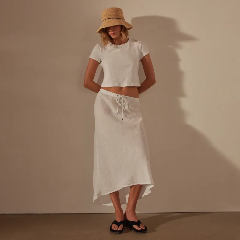 High Low Linen Skirt - White sold by James Perse